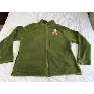 Disney Parks Grumpy Snow White Fleece Jacket Olive Green Full Zip Mens XL